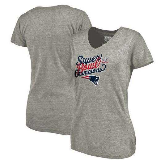 Women New England Patriots Pro Line by Fanatics Branded Super Bowl LI Champions Scripted V Neck T-Shirt Heathered Gray FengYun,We sell and wholesale Women New England Patriots Pro Line by Fanatics Branded Super Bowl LI Champions Scripted V Neck T-Shirt Heathered Gray FengYun on line form chian!